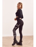 Comfortable leggings with inscriptions, black 19230 - Online store - Boutique